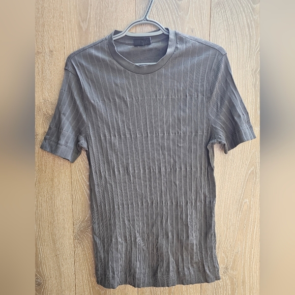 Emporio Armani Gray Ribbed Short Sleeve Tee - Picture 1 of 5